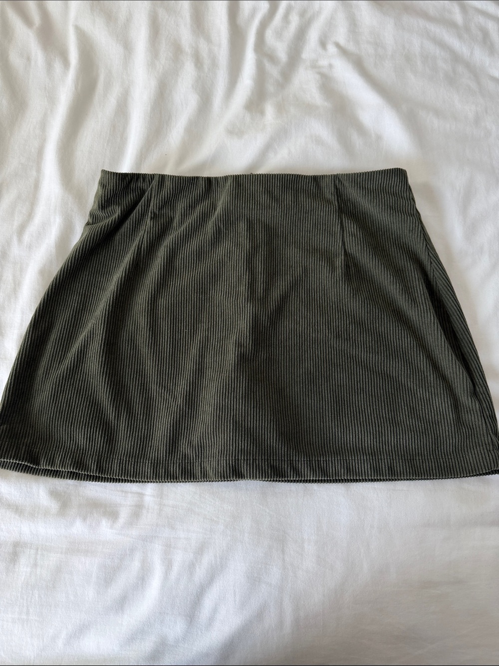 Women's Olive Green Ribbed Cord Mini Skirt Size Large